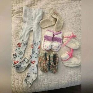 Girls wool socks bundle and tights slippers